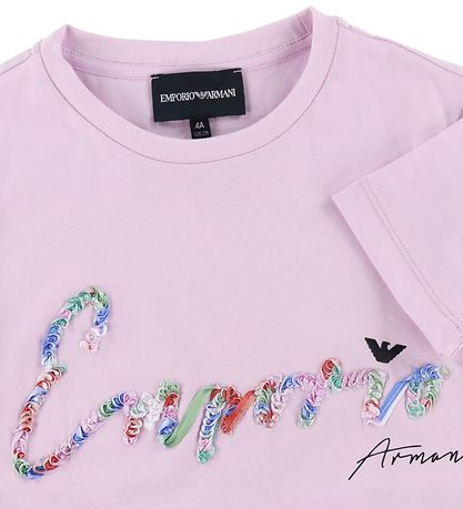 Emporio Armani T-shirt - Lyslilla m. Broderi