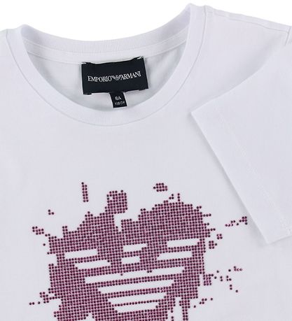Emporio Armani T-shirt - Hvid m. Pink/Similisten