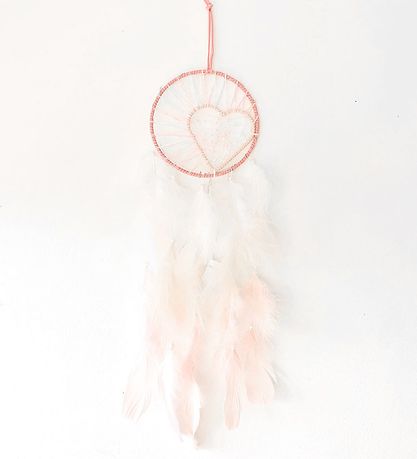 MillaVanilla Drømmefanger - Ophæng m. Fjer/LED Lys - Rosa