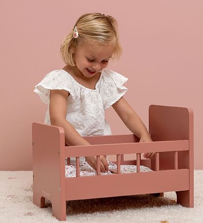 Little Dutch Dukkeseng m. Sengetøj - Wooden Doll Bed