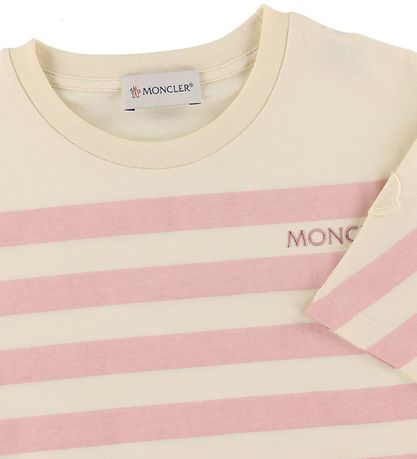 Moncler T-shirt - Cropped - Rosa/Cremestribet