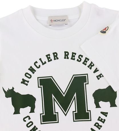 Moncler T-shirt  - Hvid m. Mrkegrn