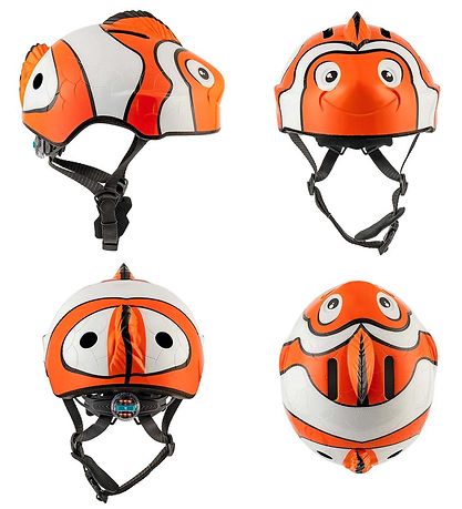 Crazy Safety Cykelhjelm m. Lys - Fisk - Orange