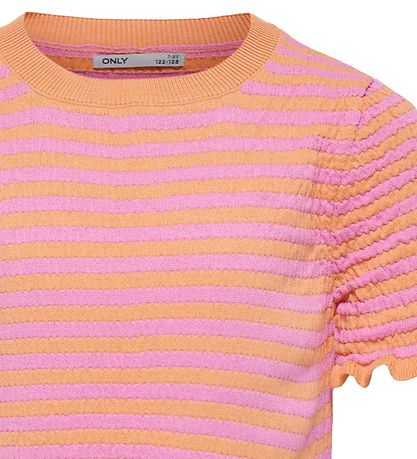 Kids Only T-shirt - Strik - KogSally - Orange Chiffon/Fuchsia Pi