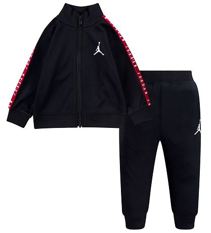 Jordan Træningssæt - Cardigan/Sweatpants - Sort m. Rød