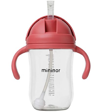 Mininor Kop m. Sugerør - Tritan - 330 ml - Rabarber