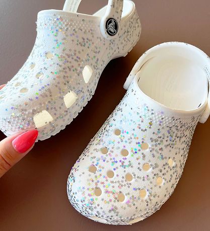 Crocs Sandaler - Classic Starry Glitter Clog K - Hvid