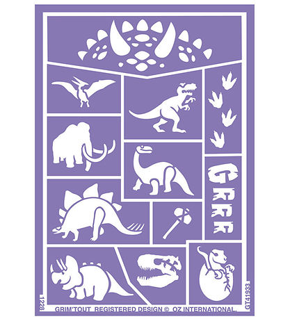 Grim Tout Stencil Til Ansigtsmaling - Dinosaurer