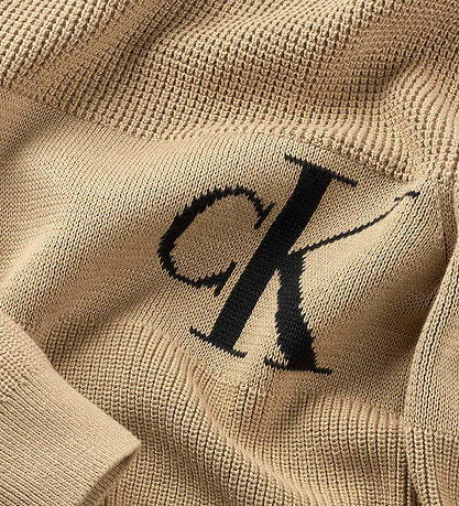 Calvin Klein Bluse - Strik - Intarsia Chest Monogram - Travertin