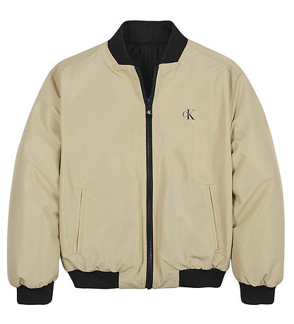 Calvin Klein Bomberjakke - Vendbar - Sort/Beige