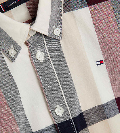 Tommy Hilfiger Skjorte - Global Stripe Check Shirt - Rd/Hvid