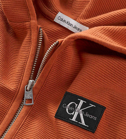 Calvin Klein Cardigan - CKJ - Ottoman Badge Zip - Auburn