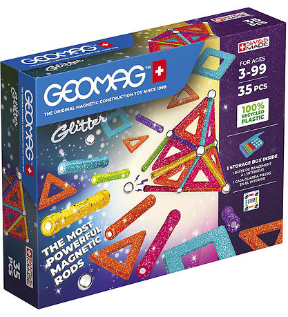 Geomag Magnetsæt - Glitter Panels Recycled - 35 Dele
