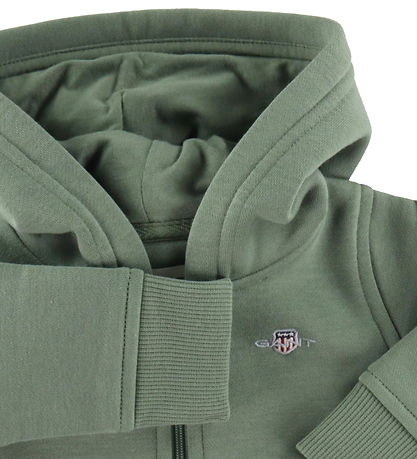 GANT Cardigan m. Htte - Shield Zip Hoodie - Muted Green