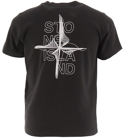 Stone Island T-shirt - Sort/Hvid m. Print