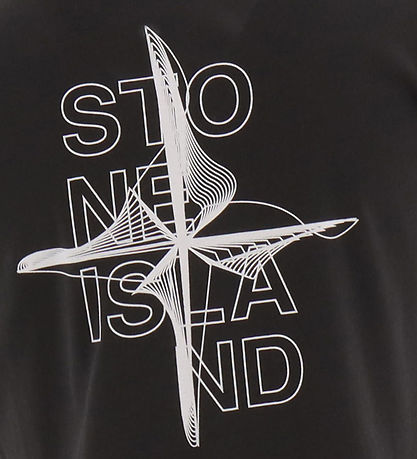 Stone Island T-shirt - Sort/Hvid m. Print