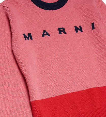 Marni Bluse - Uld - Koral/Rd m. Navy