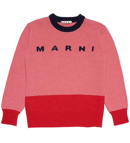 Marni Bluse - Uld - Koral/Rd m. Navy