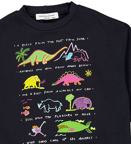 Green Cotton x WWF Sweatshirt - Sort m. Dinosaurer