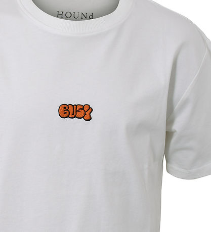 Hound T-shirt - Off White m. Brodering