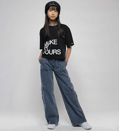 DKNY T-shirt - Cropped - Sort m. Hvid