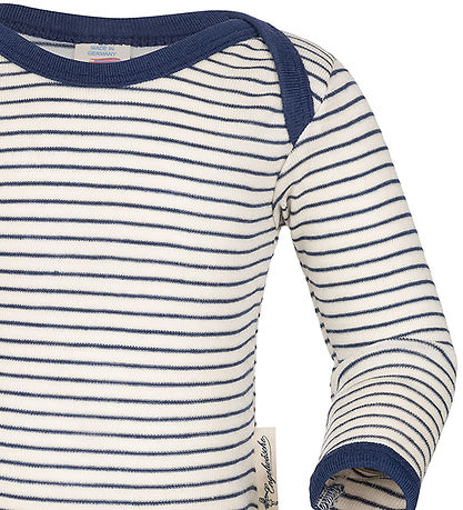 Engel Bluse - Uld/Silke - Natural/Navy Blue