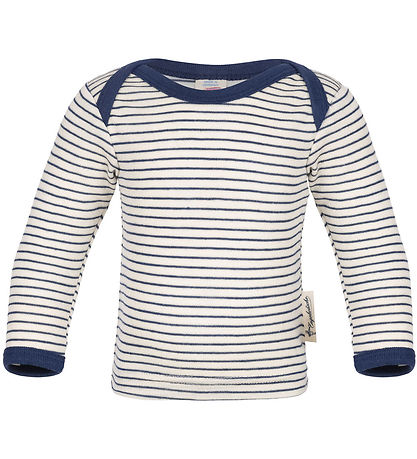 Engel Bluse - Uld/Silke - Natural/Navy Blue