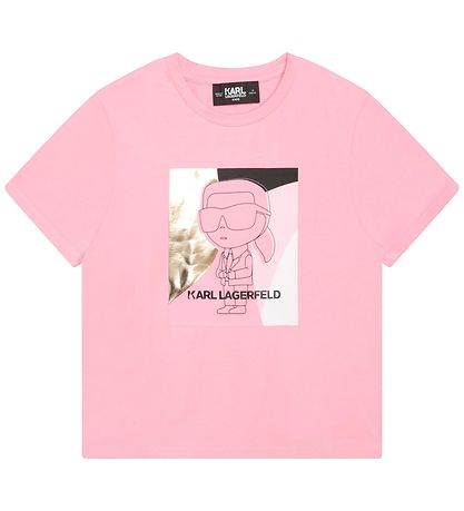 Karl Lagerfeld T-shirt - Pink Washed m. Print