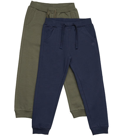 Minymo Sweatpants - 2-pak - Olive Night/Navy