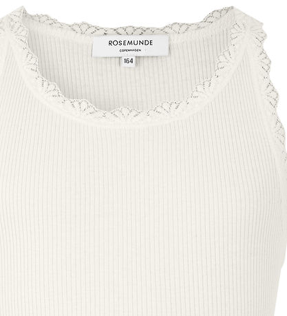 Rosemunde Top - Silke/Bomuld - Rib - Ivory m. Blonder