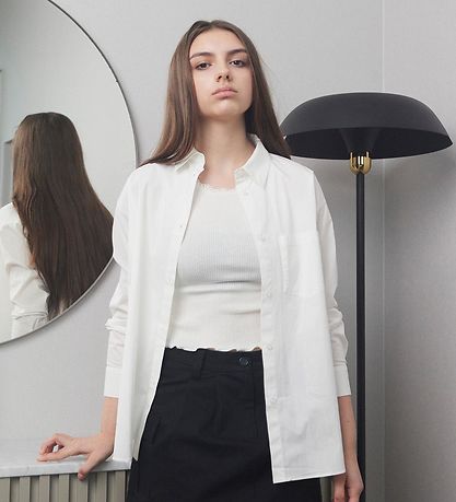 Rosemunde Top - Silke/Bomuld - Rib - Ivory m. Blonder