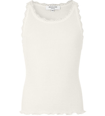 Rosemunde Top - Silke/Bomuld - Rib - Ivory m. Blonder