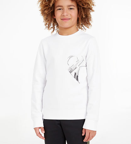 Calvin Klein Sweatshirt - Hyper Real Monogram - Bright White m.