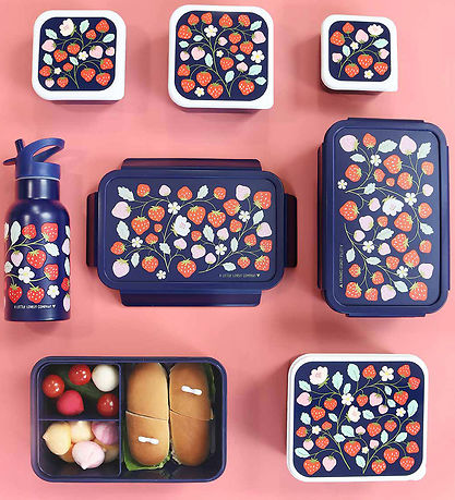 A Little Lovely Company Madkassesæt - 4 stk - Strawberries