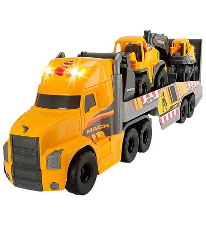 Dickie Toys Lastbil m. Arbejdsbiler - Mack/Volvo Heavy Loader Tr