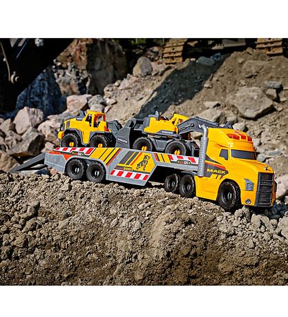 Dickie Toys Lastbil m. Arbejdsbiler - Mack/Volvo Heavy Loader Tr