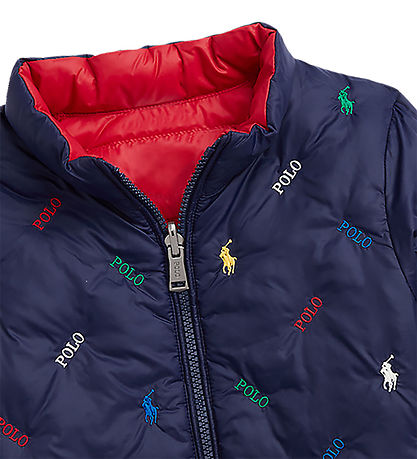 Polo Ralph Lauren Dynejakke - Vendbar - Rd/Navy m. Logoer