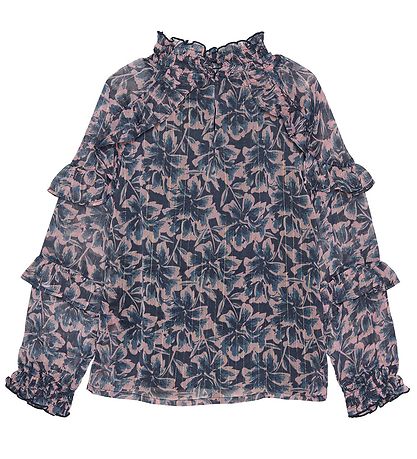 Creamie Bluse - Big Flower - Indigo Blue