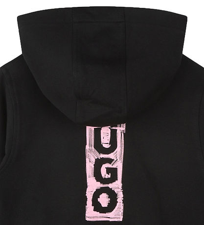 HUGO Cardigan - Cropped - Sort/Rosa m. Print