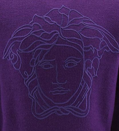 Versace Bluse - Uld - Lilla m. Logo