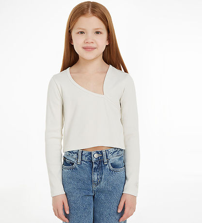 Calvin Klein Bluse - Cropped - Rib - Ivory