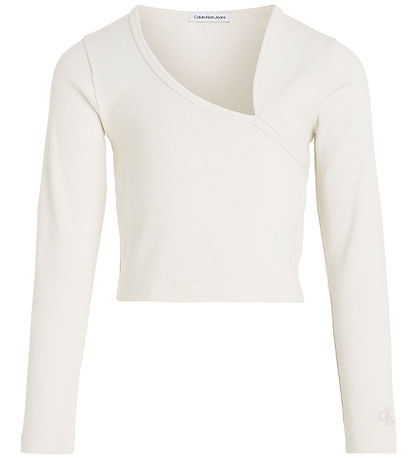 Calvin Klein Bluse - Cropped - Rib - Ivory