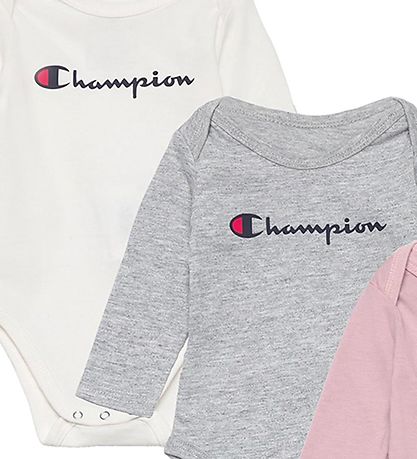 Champion Body l/ - 3-Pak - Dusty Rose/Gr Melange/Hvid