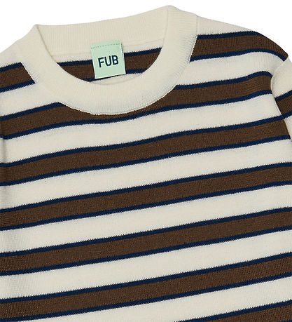 FUB Bluse - Strik - Uld - Ecru/Amber/Royal Blue