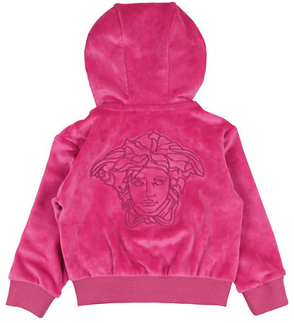 Versace Cardigan - Velour - Fuchsia m. Logo