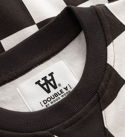 Wood Wood Sweatshirt - Rod Kids Checkered - Off-White/Black Coff