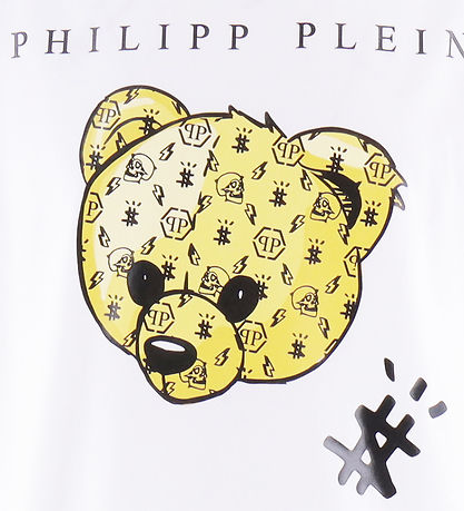Philipp Plein T-shirt - Hvid/Gul m. Bamse