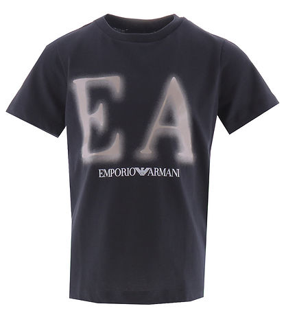 Emporio Armani T-shirt - Navy/Beige m. Print