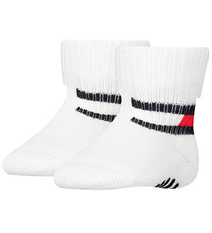 Tommy Hilfiger Strømper m. Antiskrid - 2-pak - Baby Flag - Hvid
