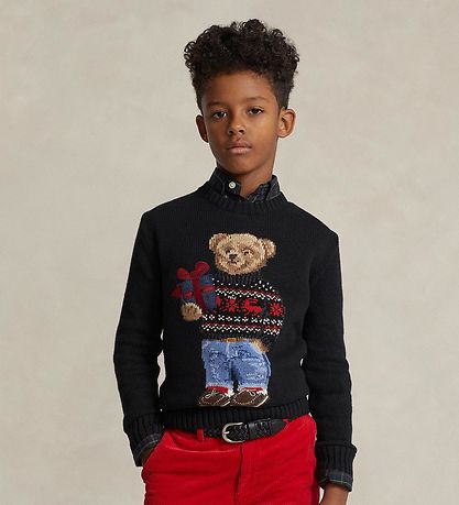 Polo Ralph Lauren Bluse - Strik - Holiday - Sort m. Bamse